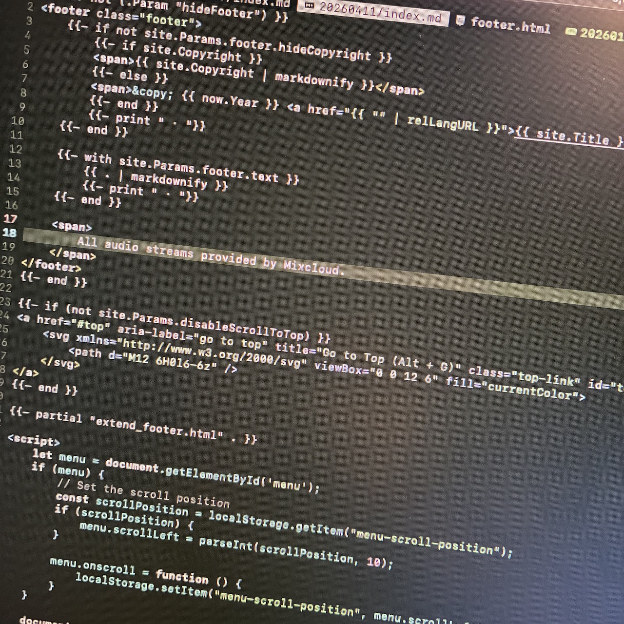 Hugo template code being viewed in Neovim